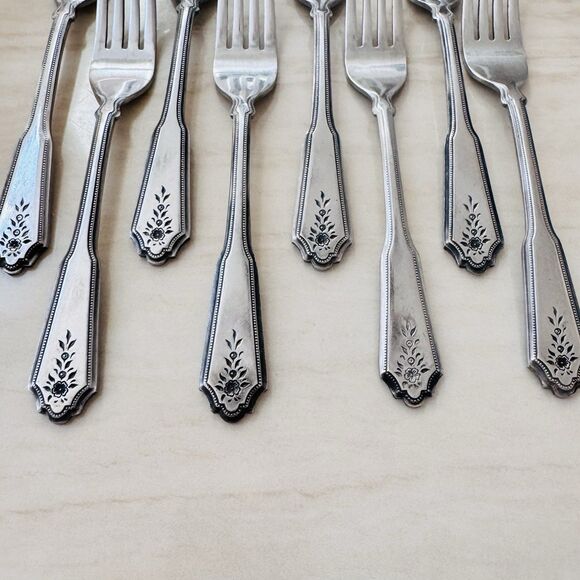 8pc STANLEY ROBERTS Norcrest-Brentwood Dinner Fork 7 3/8” Stainless Rogers Korea - Picture 5 of 8